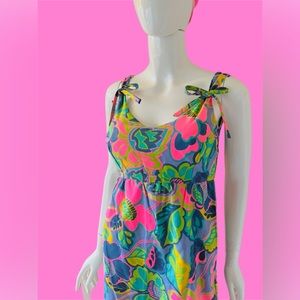 Vintage 60’s Tiki Floral Satin Cotton Dress